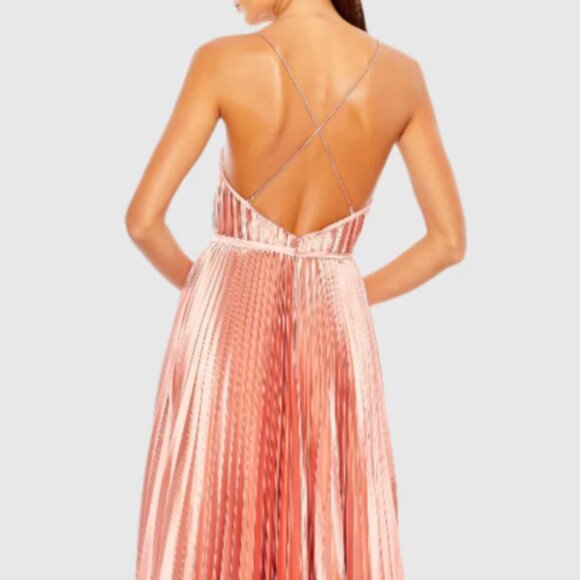 MAC DUGGAL 49039 PLUNGE NECK PLEATED EVENING ROSE GOLD GOWN sz 8 - Picture 6 of 7